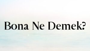 Bona Ne Demek?