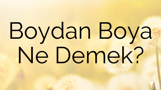 Boydan Boya Ne Demek?