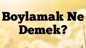 Boylamak Ne Demek?