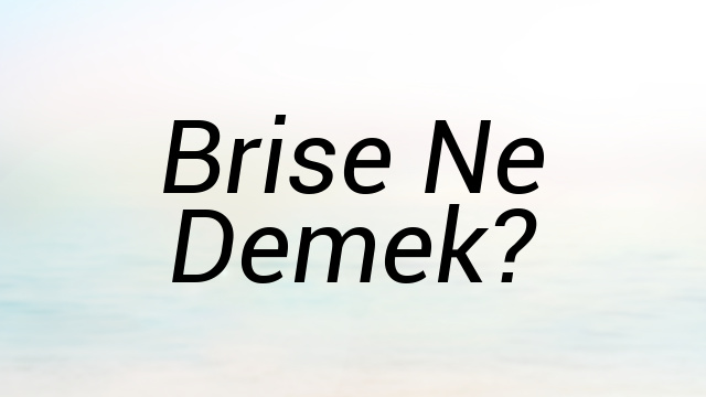 Brise Ne Demek?