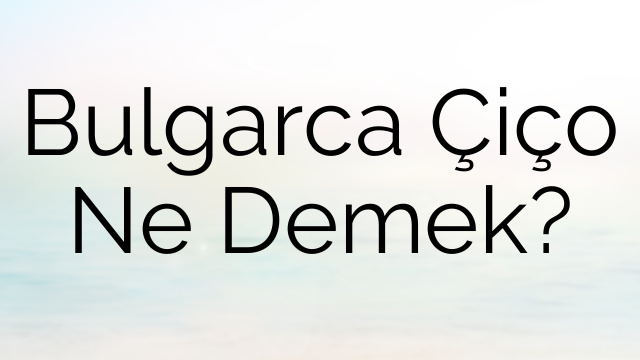 Bulgarca Çiço Ne Demek?