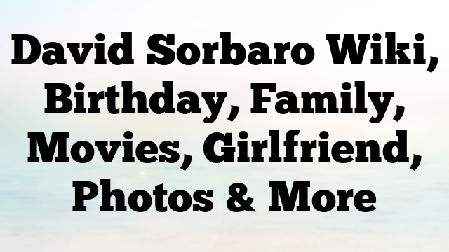 David Sorbaro Wiki, Birthday, Family, Movies, Girlfriend, Photos & More