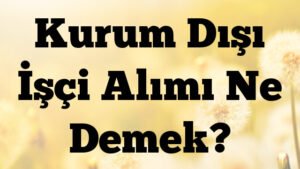 Kurum Dışı İşçi Alımı Ne Demek?