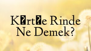 Kürtçe Rinde Ne Demek?