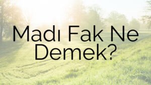 Madı Fak Ne Demek?