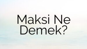 Maksi Ne Demek?