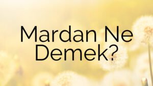 Mardan Ne Demek?