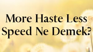 More Haste Less Speed Ne Demek?