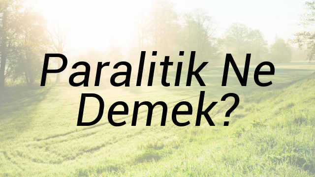 Paralitik Ne Demek?