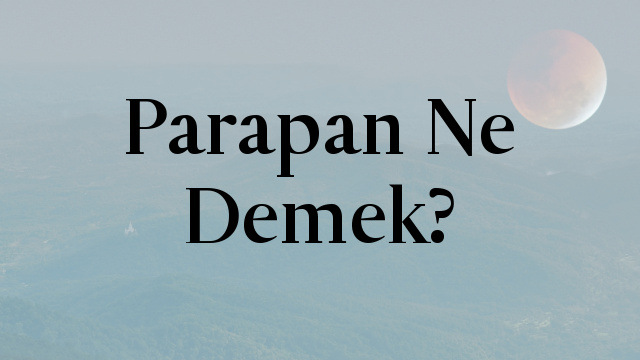 Parapan Ne Demek?