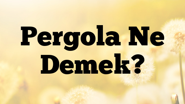 Pergola Ne Demek?