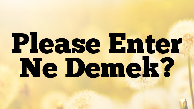 Please Enter Ne Demek?