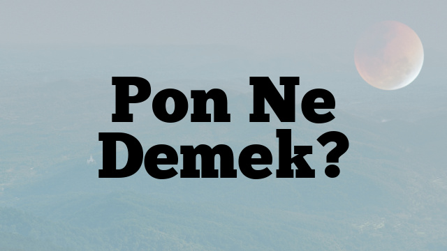 Pon Ne Demek?