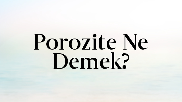 Porozite Ne Demek?