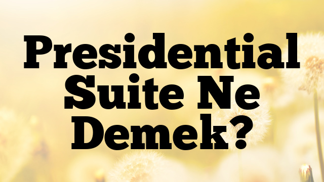 Presidential Suite Ne Demek?