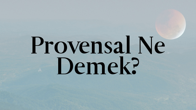 Provensal Ne Demek?