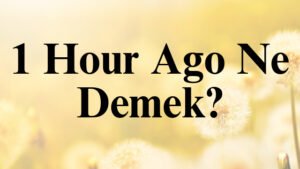 1 Hour Ago Ne Demek?