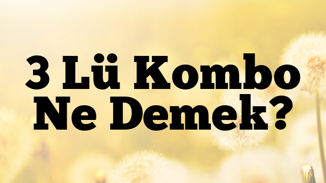 3 Lü Kombo Ne Demek?