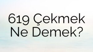 619 Çekmek Ne Demek?