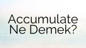Accumulate Ne Demek?