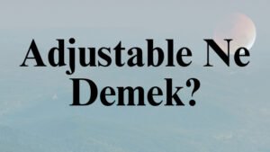 Adjustable Ne Demek?