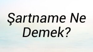 Şartname Ne Demek?